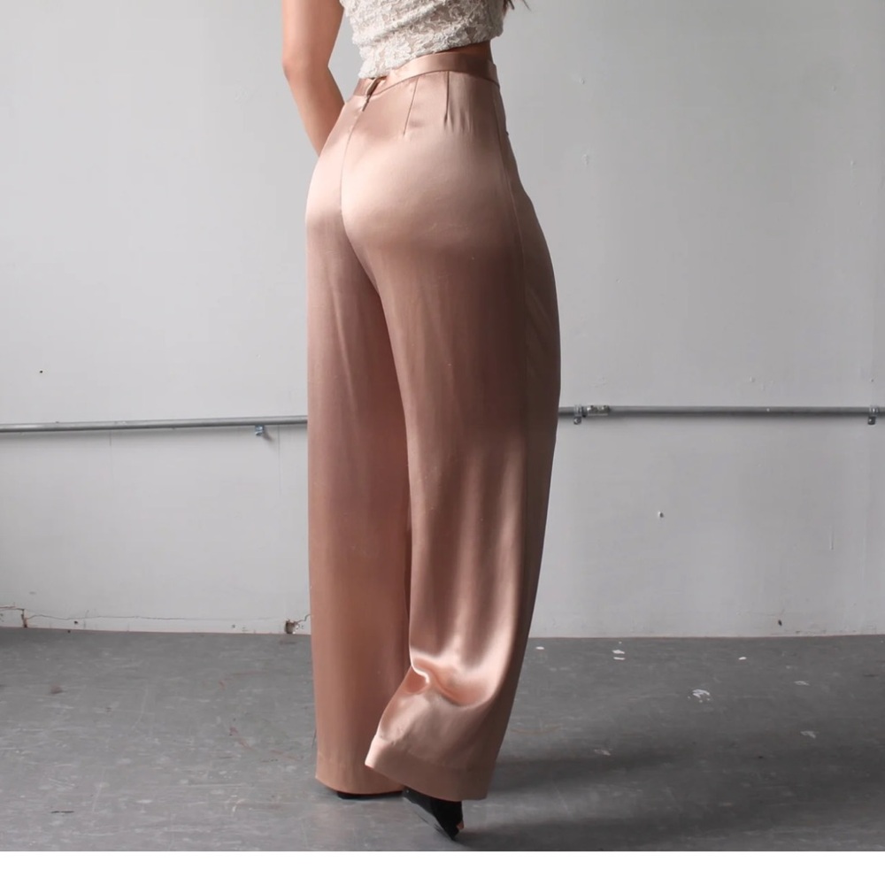 Vintage Badgley Mischka silk satin Wide-Leg Pants 100% silk